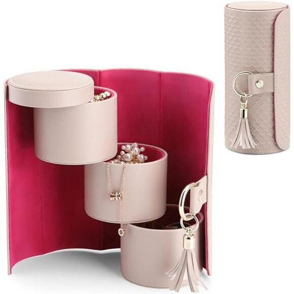 Travel Jewelry Organizer Box Small Portable PU Leather Case for Women Gift - Picture 7 of 7